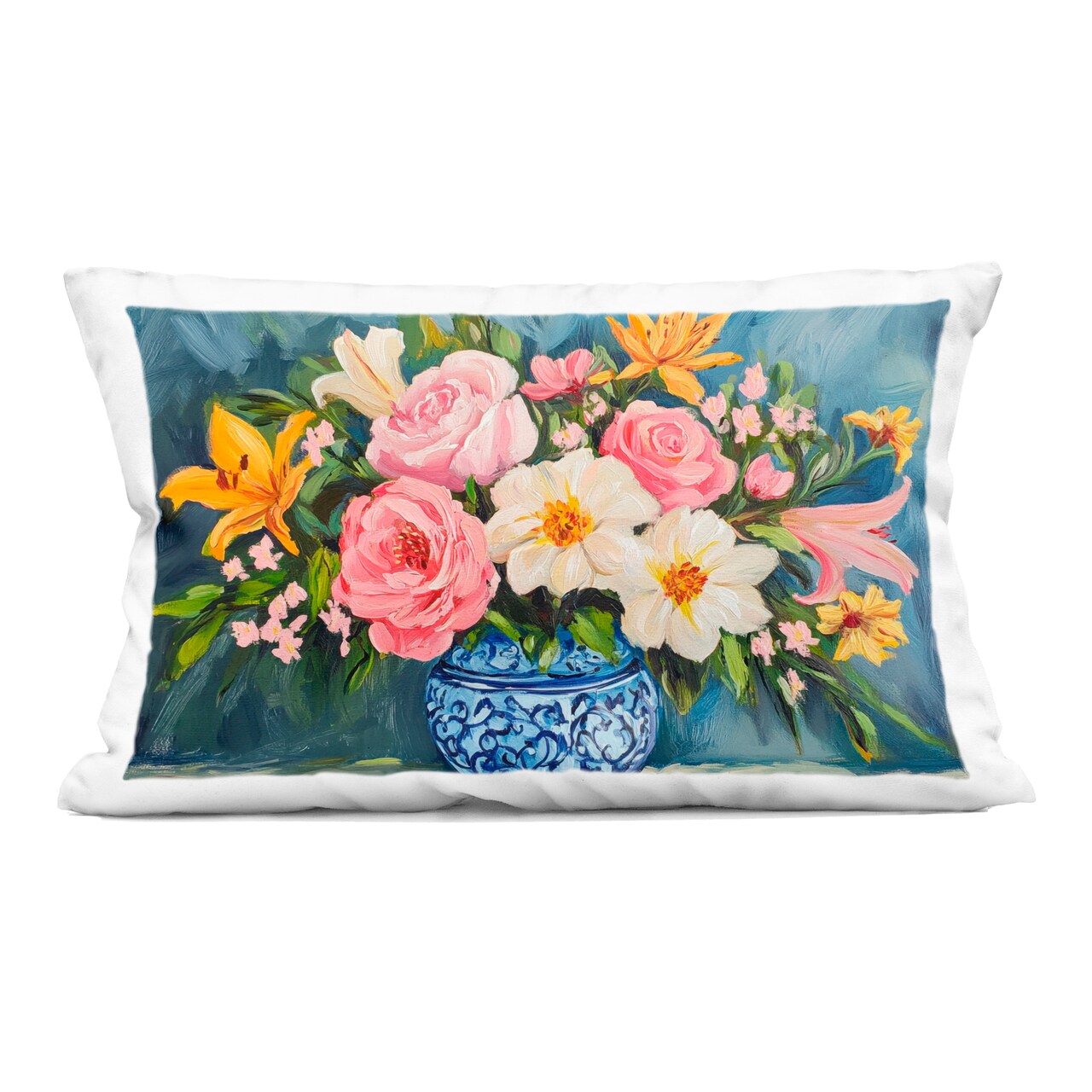 Stupell Industries Indigo Chinoiserie Flower Vase Decorative Printed Throw Pillow, design by Petal Prints Design, 14 x 7 x 20